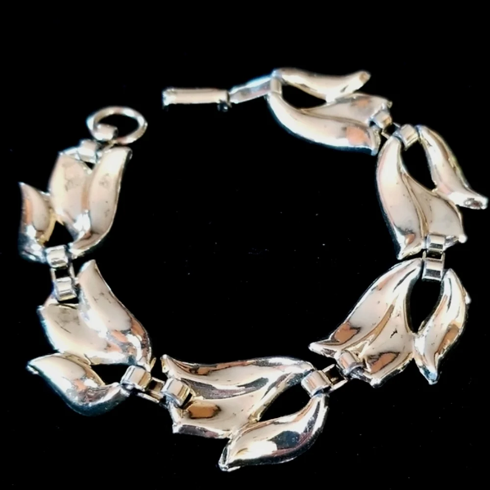 Vintage Mid Century Goldtone Link Metal Bracelet